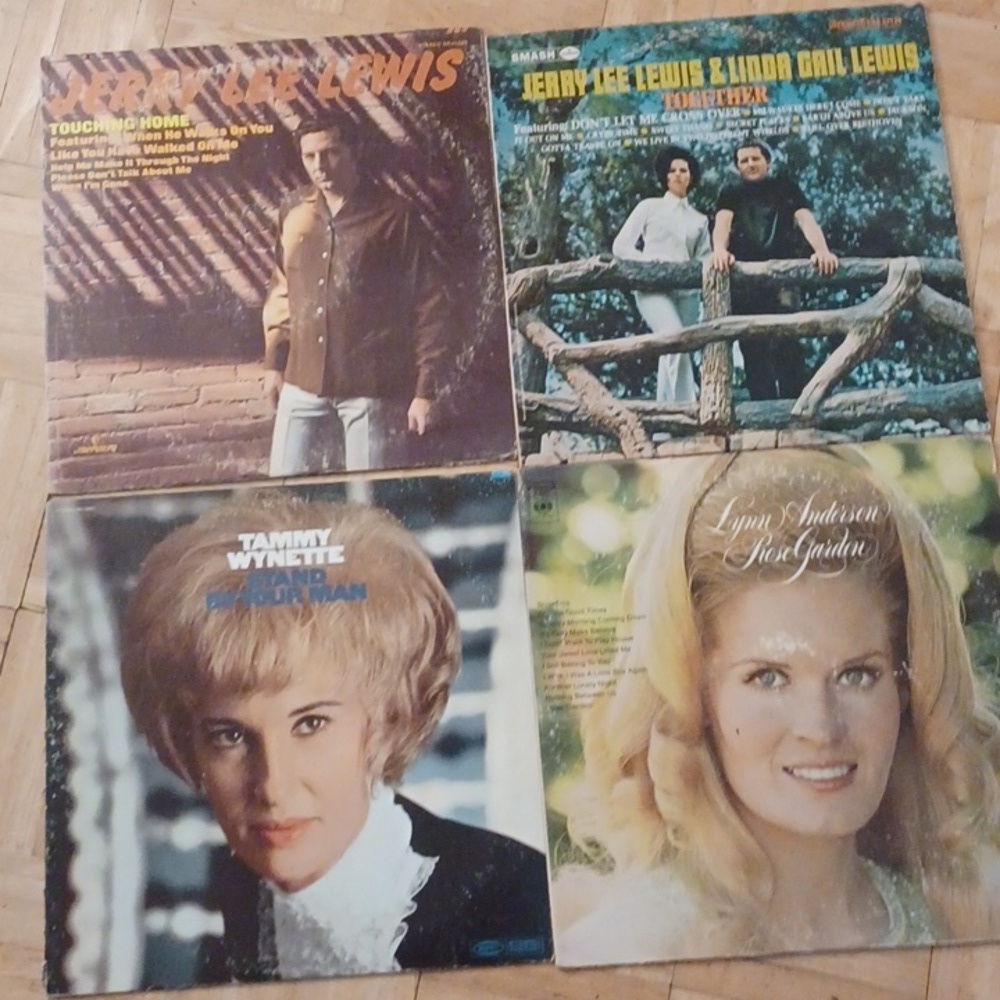 Vinyl records Jerry Lee Lewis, Tammy Wynette, Lynn Anderson Country Musi…